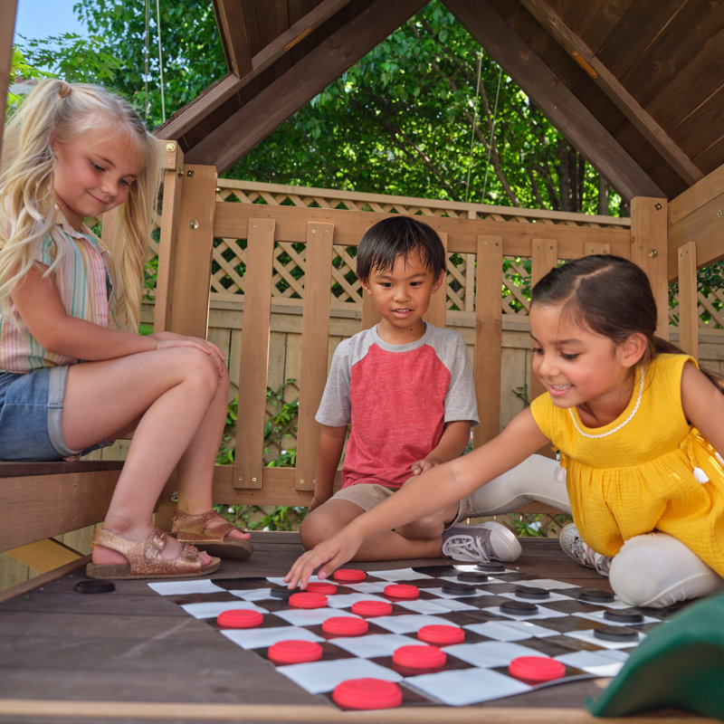 KidKraft Hangout Hideaway Clubhouse, Wooden Playset With Slide And